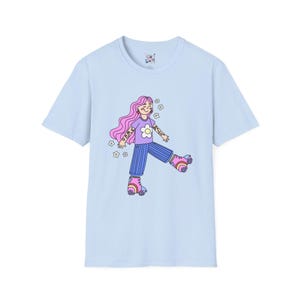 Retro Roller Skater T-Shirt, Vintage Vibe Tee, Fun Graphic Shirt, Gift for Her, Summer Style, Casual Wear, Festival Fashion image 4