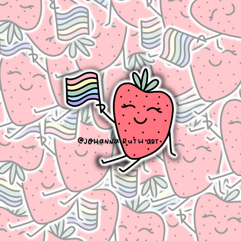 Pride Flag Strawberry Sticker Subtle Pride Flag Sticker Pride Flag Sticker Strawberry Sticker LGBTQ Sticker Pride Month image 7
