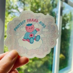 Protect Trans-kindersticker | Queer-sticker | Sticker transrechten | LGBTQIA+-sticker | Sticker maand Pride | Sticker laptop en bidon