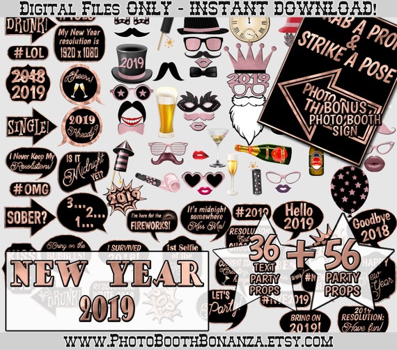 New Year’s Eve Printable Photo Props And Banner