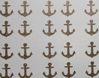 Small Gold Glitter Anchor Vinyl waterproof Nail art Decal stickers for manicure or pedicure