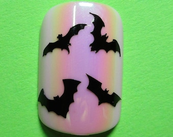 Small Bat Vinyl Nail Decal stickers for DiY manicure nails, choice of colors and quantity