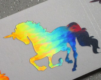 Holograficzne naklejki winylowe z jednorożcem, tęczowa plama oleju, zestaw 24 szt.