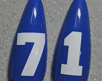 Large Varsity numbers nail stickers, sports jersey number nail art for extra long nails
