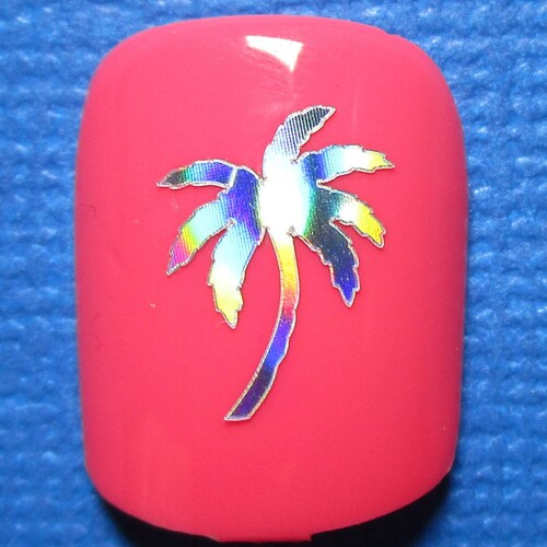 Holo Palm Tree Vinyl Nail Decals Vacation Gifts Palm Tree Etsy