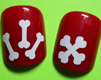 Small Bone Vinyl Nail Decals, Crossbones Nail art stickers for DIY nails