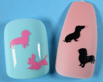 dog nail stickers, dog nail decals, dog nail art, wiener dog nail stickers, dachshund nail decals, dachshund wiener dog nail art stickers