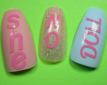 Small Kawaii Alphabet Vinyl Nail art Stickers, Letter Decals for manicure or pedicure