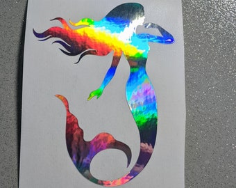 Rainbow Holographic waterproof Mermaid Vinyl Sticker Decal for Laptop, Car or Tumbler