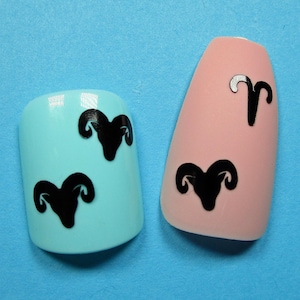 Aries ram zodiac nail art stickers, zodiac nail art, zodiac nail stickers, ram nail stickers, birthday nail decals, birthday nails
