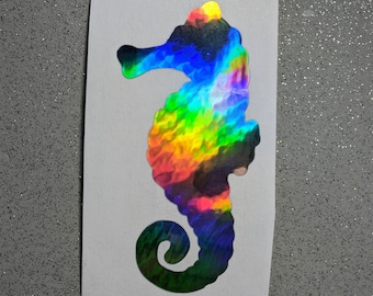 Rainbow holographic Seahorse vinyl sticker decal, seahorse gift, laptop sticker, phone decal, car decal, decal for car, decal for tumbler