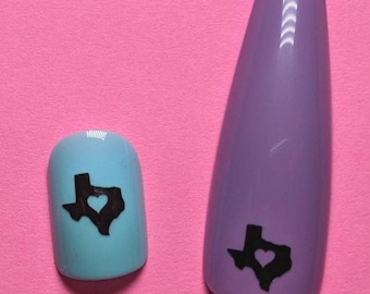 Naklejki na paznokcie z motywem małego stanu Teksas z sercem, naklejki na paznokcie DIY (50 lub 100 sztuk)