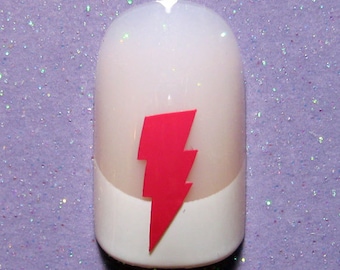 Small Lightning Bolt Vinyl Nail Decal stickers for DIY nails, choice of colors and quantity