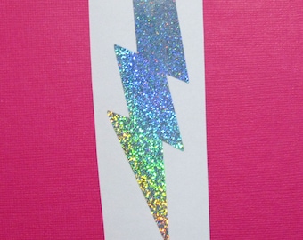 Holo Silver Lightning Bolt Vinyl Decal, Car, Laptop, Tumbler