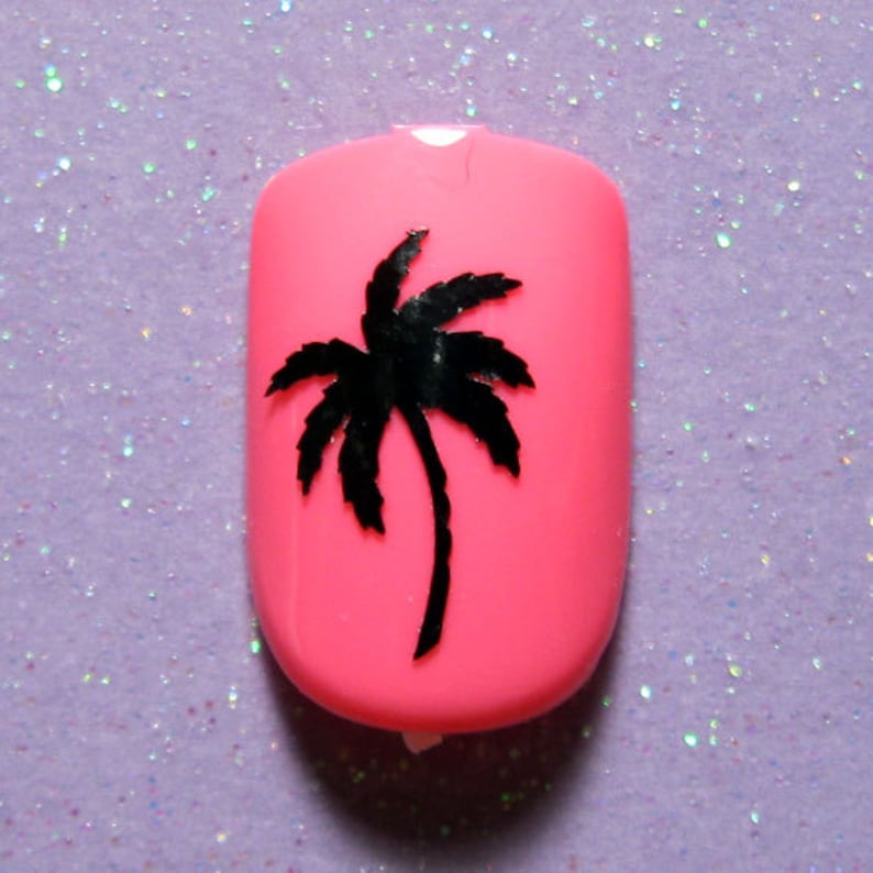 Palm Tree Nail Decals Palm Tree Nail Stickers Palm Tree Nail Etsy