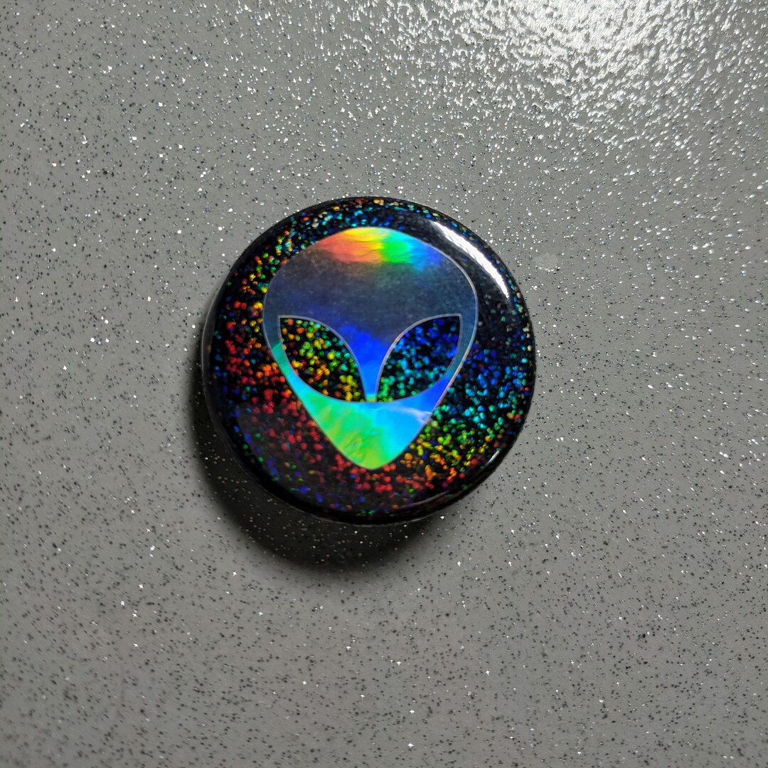 1.25 Inch Holographic Rainbow Alien Ufo Pinback Button for Tote Bag ...