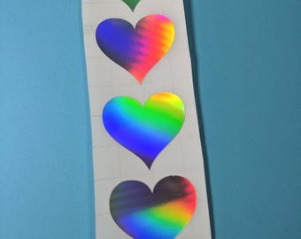 Naklejki holograficzne Rainbow Silver w kształcie serca o średnicy 1,5 cala, wodoodporne, winylowe do rękodzieła papierowego, telefonu lub dziennika