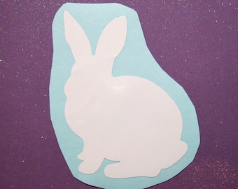 Sticker autocollant Silhouette lapin lapin imperméable en vinyle pour ordinateur portable, voiture ou gobelet