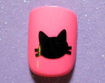 Small Kitty Cat Vinyl Nail Decals, Glossy Nail art stickers for DIY nails