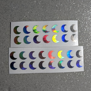 Rainbow Celestial Crescent Mondnagel Abziehbilder, Mondnagelkunst, Mondphasen Nagelsticker, Mondsichel Nagelabziehbilder