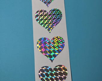 Naklejki holograficzne Rainbow Diamond Silver w kształcie serca o średnicy 1,5 cala, wodoodporne, winylowe do rękodzieła papierowego, telefonu lub dziennika