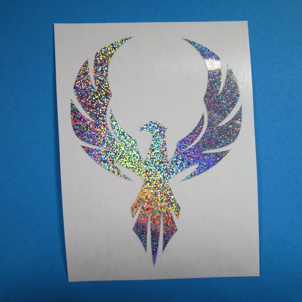 Rainbow Holographic Phoenix Vinyl Waterproof Decal, Firebird Sticker for tumbler, car or laptop