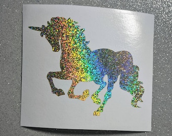 Holographic glitter unicorn vinyl decal, waterproof sticker for Laptop, Car, or tumbler