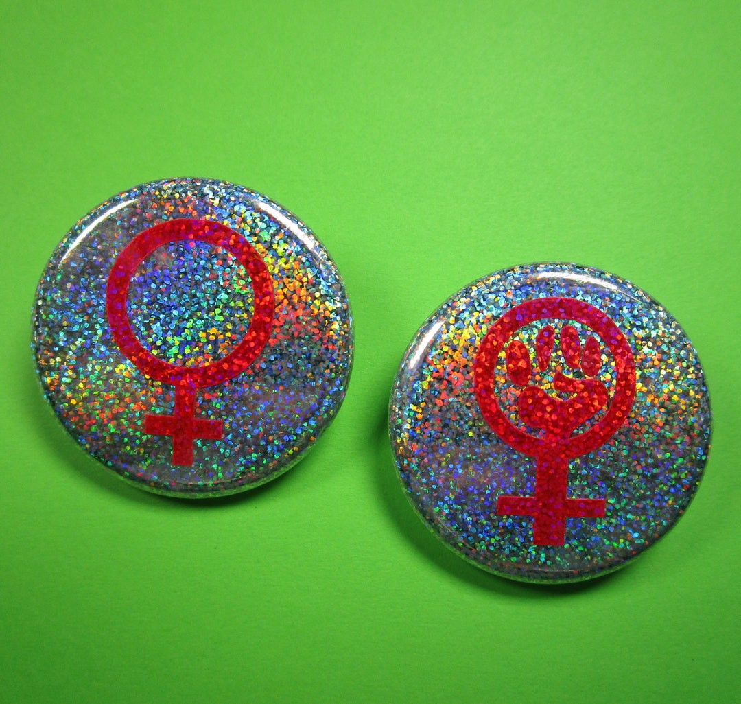 Feminist Pin, Feminist Button, Venus Feminist Power Fist Symbol Button ...