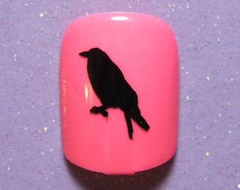 Crow nail decals, crow nail stickers, crow bird nail art, raven nail stickers, halloween nail stickers, halloween nail decals, nail art