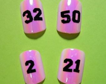 Varsity Font Number Nail Decals, Sports Jersey Nail Art