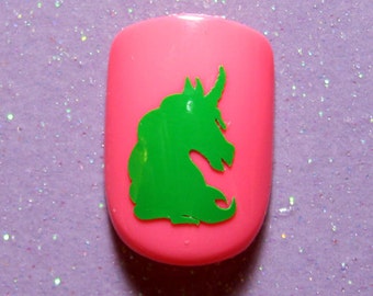 Small Unicorn head silhouette Vinyl Nail Decal stickers for manicure or pedicure