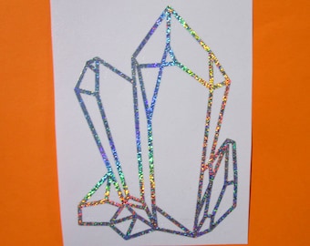 Holographic Silver Quartz Crystal Cluster Vinyl Decal