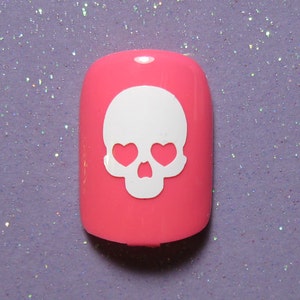 Kawaii skull nail decals, skeleton nail stickers, skull nail stickers, skull nail art, halloween nail stickers, halloween nail decals