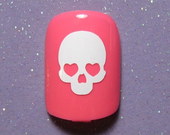 Kawaii skull nail decals, skeleton nail stickers, skull nail stickers, skull nail art, halloween nail stickers, halloween nail decals