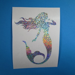 Calcomanía de pegatina de vinilo Rainbow Holographic Mermaid, pegatina de sirena, calcomanía de sirena, pegatina de sirena para coche, calcomanía de vaso de sirena, calcomanía de computadora portátil