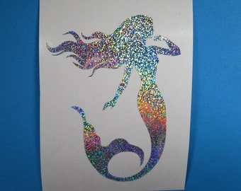 Rainbow Holographic Mermaid Vinyl Decal, Laptop Car Tumbler Sticker