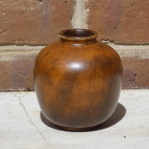 Small Art Pottery Vase With Brown Streaked Glaze