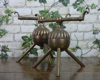 Pair of Antique Aesthetic Movement Brass Firedogs - Christopher Dresser - Benham & Froud