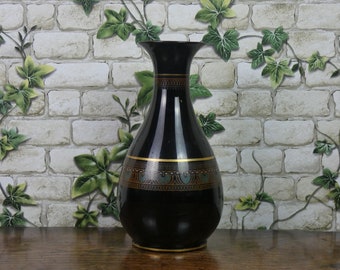 Antique Aesthetic Movement Black Ground Pottery Vase