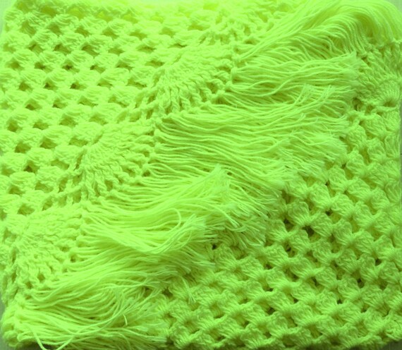 Width 200cm Bright yellow green color Knit shawl Hand | Etsy