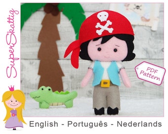 Felt pattern Little pirate boy, softie pattern pirates, pluch pattern doll, sewing pattern by superskattig