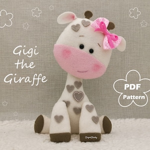 Felt pattern Gigi the Giraffe,  PDF pattern safari animal, pattern doll by Superskattig