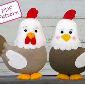 PDF patroon Harry & Kiki, vilt patroon kip en haan door Superskattig
