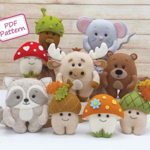 Felt pattern woodland animals and friends, felt sewing pattern by Superskattig