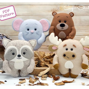 PDF felt pattern woodland animals, sewing pattern by Superskattig