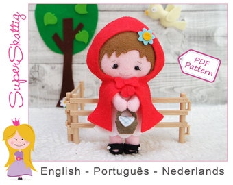 Felt pattern Little red riding hood, Softie pattern doll, plush pattern fairytale, pdf sewing pattern by Superskattig