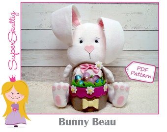 Felt pattern Bunny Beau, softie pattern Easter Bunny, plush pattern rabbit, pdf sewing pattern by Superskattig