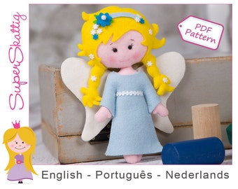 PDF felt pattern Noa the Angel, softie pattern doll, plush pattern, pdf sewing pattern fairytale by Superskattig