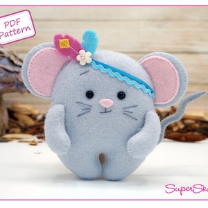 Felt pattern mouse, woodland animals, sewing pattern by Superskattig