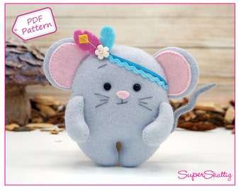 Felt pattern mouse, woodland animals, sewing pattern by Superskattig